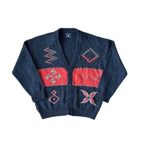 Vintage Polo Club Ralph Lauren Cardigan Sweater Size M Lana Wool Classic Italy